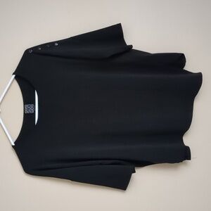 Small Clara SunWoo Solid Black Short Sleeve Basic Simple Shirt Top